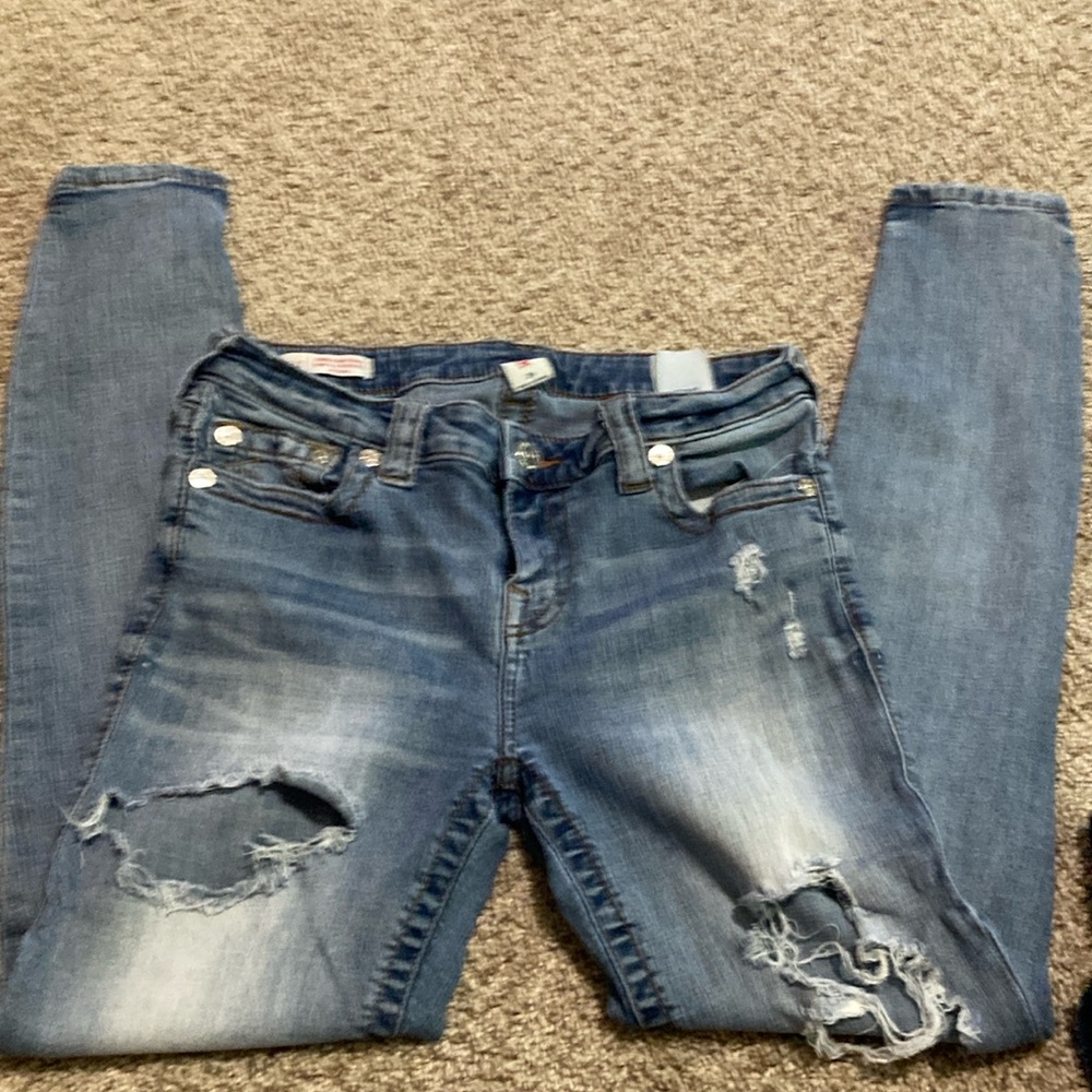 True Religion Skinny Distressed Blue Jeans